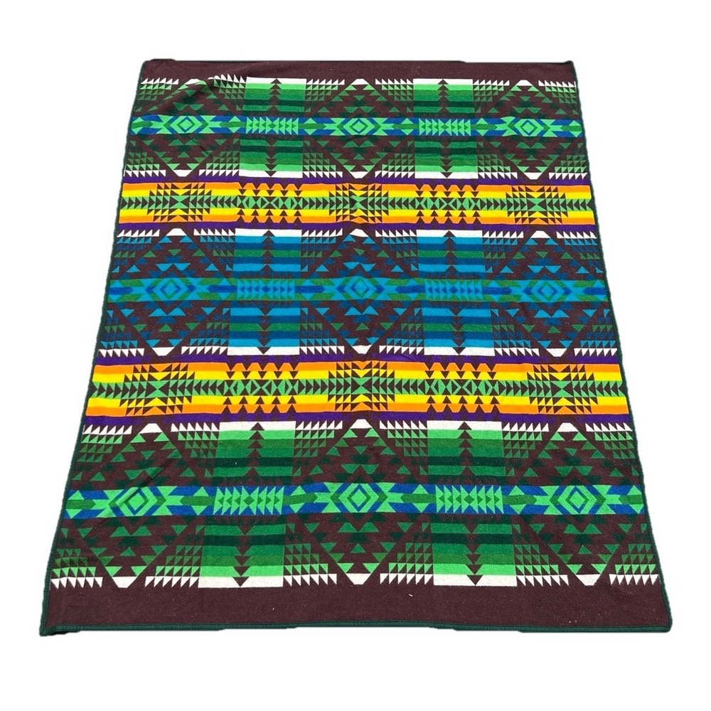 Vintage Pendleton‎ Beaver State PNW Native Geometric 60"x72" Wool Blanket - Picture 2 of 11